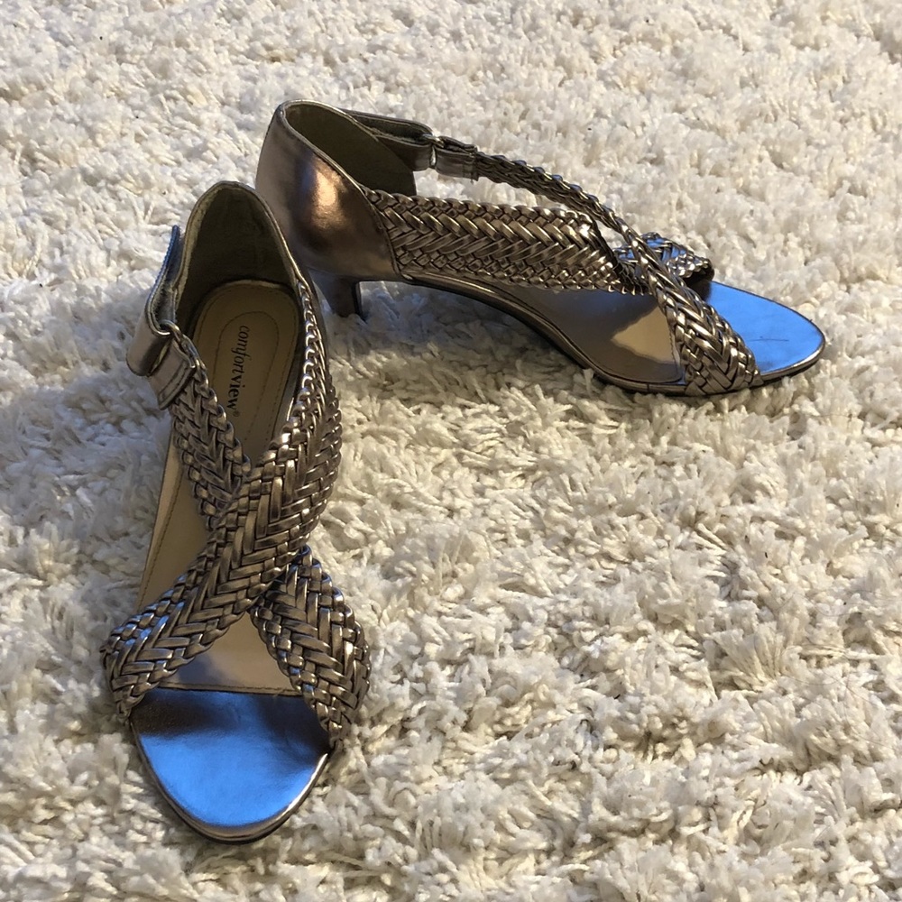 Silver kitten heels